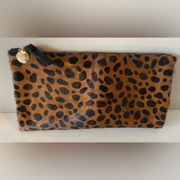 CLARE V LEOPARD PRINT, HAIR-ON FOLD OVER CLUTCH BAG - Picture 3 of 8